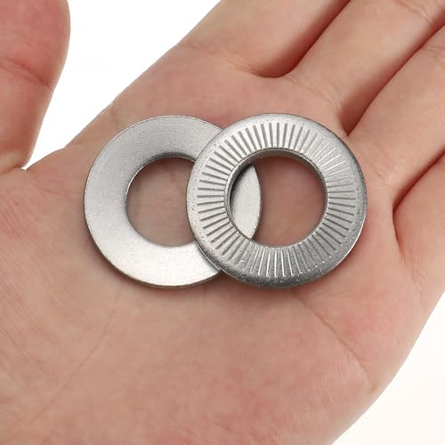 patikil 304 stainless steel flat washers 10 pack m16x32mm belleville spring disc washer conical knurled metric gasket for automotive industrial construction