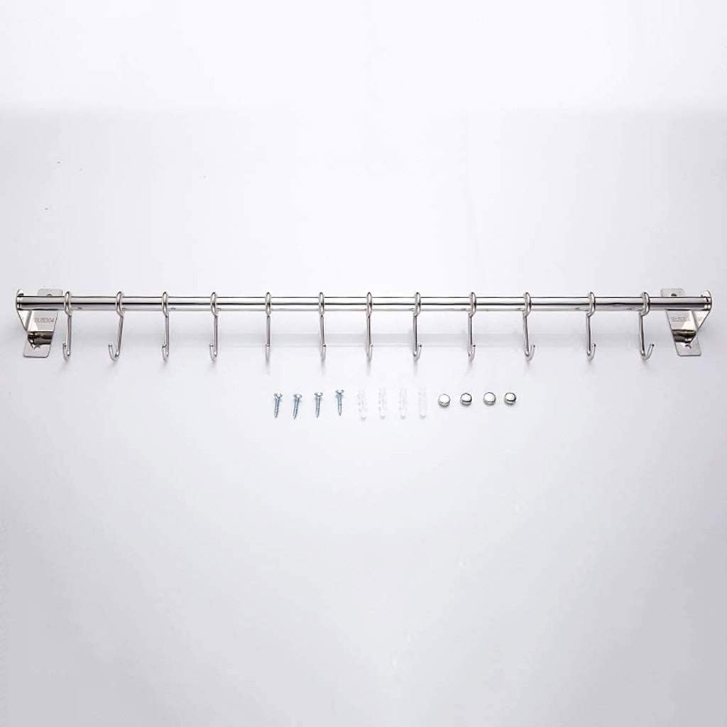 Household Kitchen Wall Rack, Stainless Steel Multi Function Movable Hook Rack, Suitable for Toilets, Utility Room(50cm)