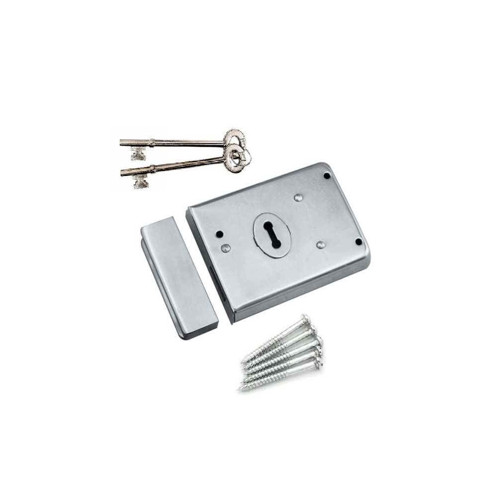 Merriway Silver Bh07756 Rim Deadlock Dead Lock, Polished Chrome,