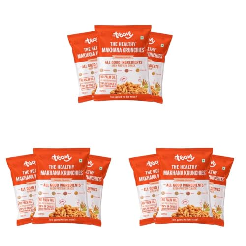 Image of Troovy Healthy Makhana Krunchies (Pack of 9)| Natural Ingredients, Made with Makhana, Jowar, Chana Dal, Soy Protein, Ragi & Quinoa | Baked Snacks | 70gm x 3