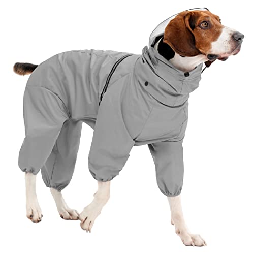 Petridge Dog Four-Legged Jacket Raincoat Waterproof Windproof Coat For Small Medium Large Dogs (60 Grey) #TOP2