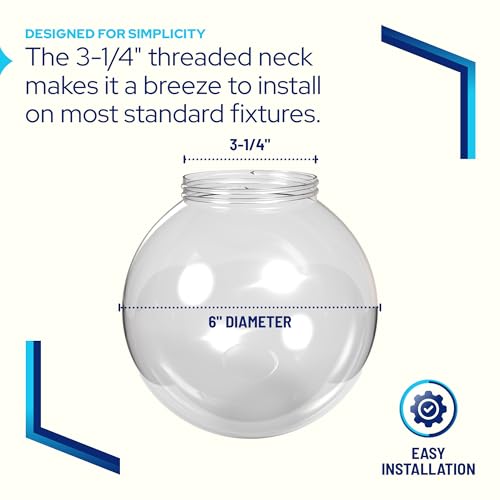 Image of KASTLITE Clear Plain 6 inch Acrylic Festival Globe, 3.25 inch Threaded Neck