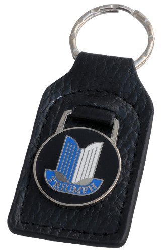 Triumph Shield (Blue/White) Leather and Enamel Key Ring Key Fob