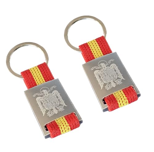 Durabol Llavero Bandera lona de España de Metal/Tela.Grabado láser.conmemorativo histórico y madrid (Aguila de San Juan)