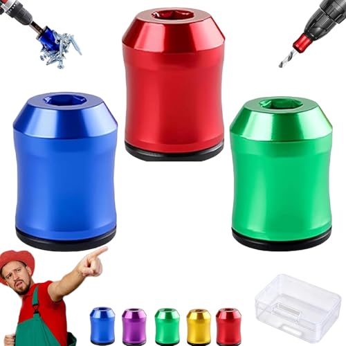 Magnetic Screw Holder, Strong Magnetic Screw Ring - Never Drop Another Screw Again, 1/4 Inch/6.35mm Universal Screwdriver Head Drill Bit Magnetizer for Quick Screw Pickup (3Pcs - C)