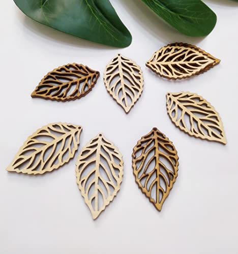 30Pcs Wood Leaf Cut Out Earring Blanks, Diy Unfinished Laser Cut Natural Wood Earrings Blank For Jewelry Makers Supplies And Crafting (2'') #TOP3
