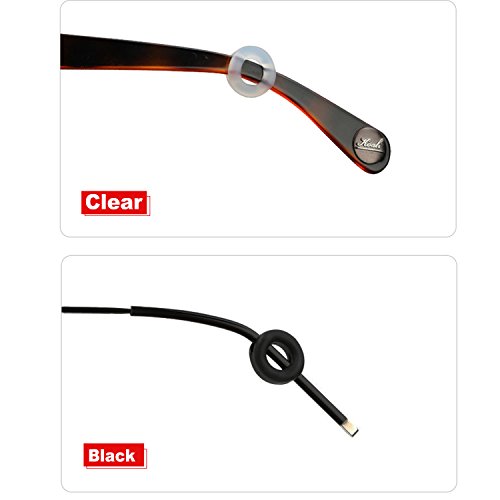 Molderp Glasses Ear Grip - Eyeglasses Temple Tip Sleeve Retainer,Anti-Slip Comfort Glasses Retainers For Spectacle Sunglasses Reading Eyewear, 12 Pairs (Black，Clear) #TOP6