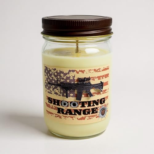 Bougie parfumée poudre et laiton en cire de soja, cadeau original pour passionné de tir