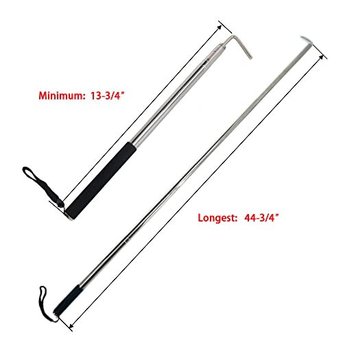 Scottchen Pro Rv Awning Rod Opener Easy Reach Telescopic Puller 13-3/4" To 44-3/4" Stainless Steel Silver & Black - 1Pack Upgrade #TOP2