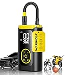 WarWolf 150PSI Tyre Inflator Portable Air Compressor - 3X Fast Air Pump with Auto Shut-Off,Digital Gauge,LED Light,Cordless Electric Tyre Pump for Cars,Motorcycle, Bike and Ball