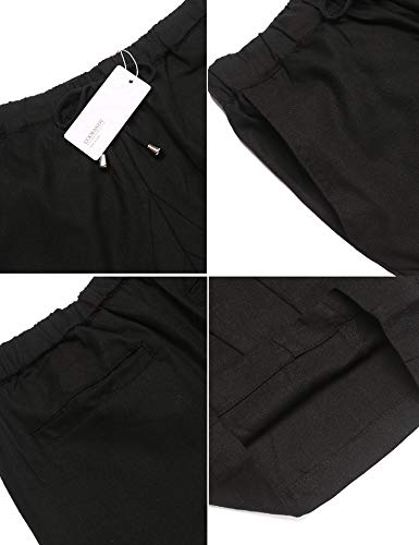 Coofandy Mens Elastic Waist Pants Breathable Wide Leg Baggy Harem Capri Trousers Black #TOP3