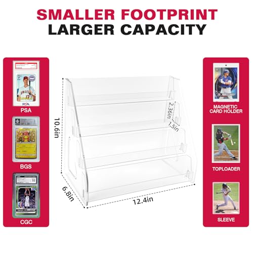 TrendTrust Trading Card Display Stand, Vertical Holder for Baseball Basketball Sports Graded Card Display Stand Tabletop for PSA BGS SGC Slabs, Snap-On Assembly(4 Tier, 2 Pack) by TrendTrust - Image 4