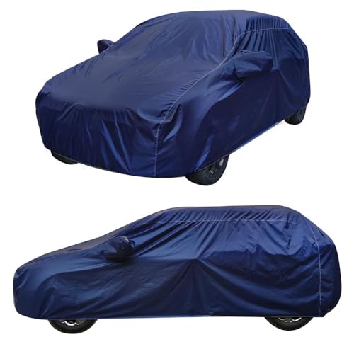 Image of Waterproof Car Cover for Maruti Suzuki Celerio | Dust Proof, UV Protection, Soft Fabric for Scratch Protection | Both Side Mirror Pockets | Triple Stitching (Navy Blue)
