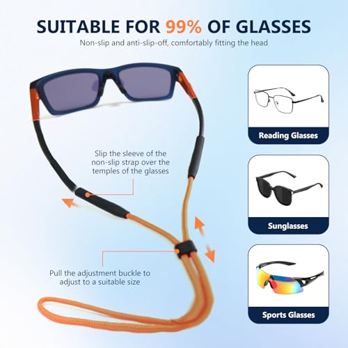 80Days Verstellbares Brillenband aus Nylon – Brillenhalter mit Silikon-Enden, sicherer Halt für Brillen & Sonnenbrillen, ideal beim Sport, Lesen & im Alltag, Schwarz