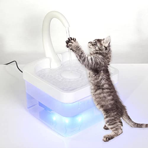 Fuente de agua eléctrica para gatos con luz LED miniatura 7