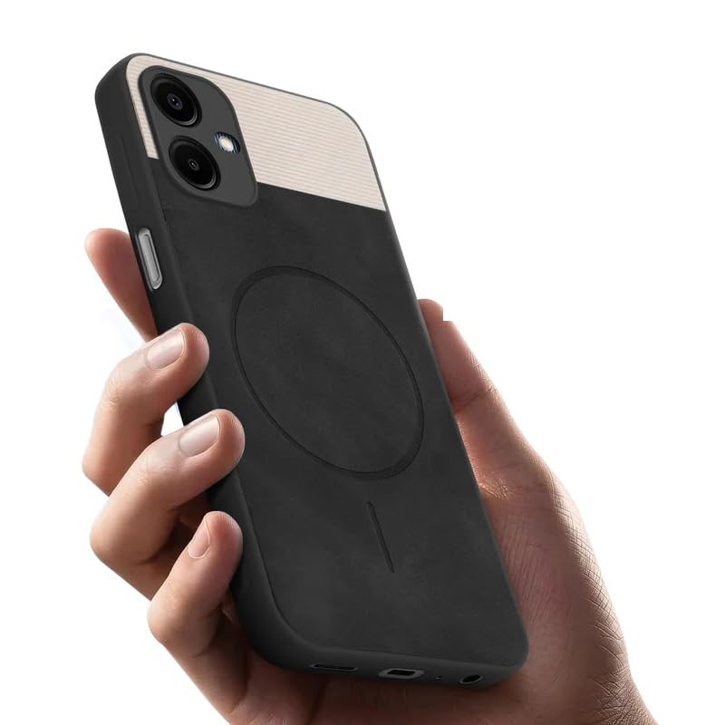 Image of Bintage CASE Dual-Leather Mac Safe Design Phone Case| Soft Touch Finish | Full Camera Protectection Back Cover Compatible for Samsung F04 / A04e 4G / M04 - White & Black
