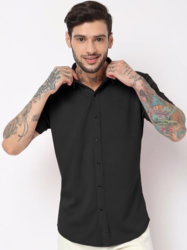 Image of Nobel Monk Men's Solid Casual Shirt |Half Sleeve | Regular Fit |Stylish Shirt for Men