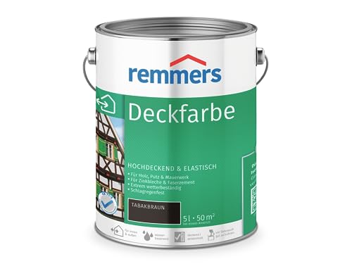 Remmers Deckfarbe tabakbraun, 5 Liter, Deckfarbe für innen und außen, Wetterschutzfarbe viele Untergründe, hochdeckend, wetterfest
