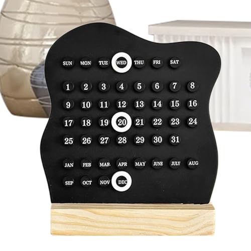 Qkbuza Calendrier Perpétuel de Bureau - Accessoires de Bureau Calendrier Quotidien Perpétuel | Décor Moderne Affichage Date Semaine Mois, Fournitures Bureau Style Campagne pour Maison, Salle de – vue 8