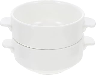 2 piezas Cuencos de Cerámica con Asas Dobles para Sopa y Cereales Resistentes y Elegantes Aptos para Comidas Calientes y Frías para Uso Multifuncional Cocina