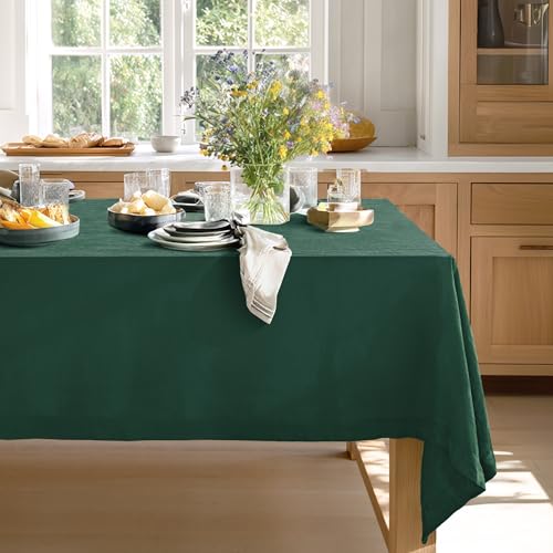 Linen World Linen Tablecloth,100% French Linen Green Tablecloth 120" x 60" Inch,Washable Rectangular Tablecloth for Dining,Outdoor,Weddings and Restaurants,Decorative Thanksgiving Christmas by L Linen World - Used condition - US$31.91