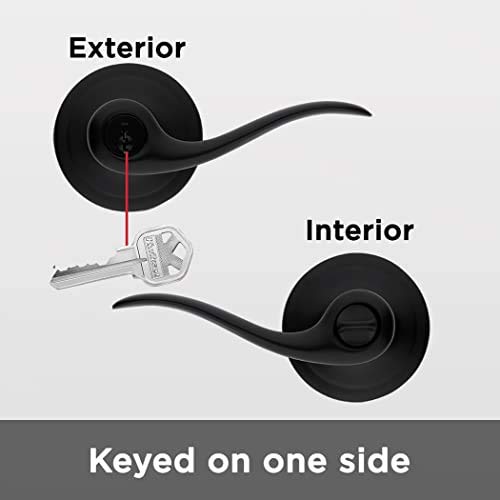 Kwikset 97401-026 Tustin Keyed Entry Lever For Garage Or Office Door Handle Featuring Smartkey Security With A Traditional Design Entry Lever, Matte Black #TOP4