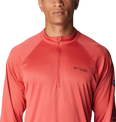 Columbia Men's Terminal Tackle 1/4 Zip, Sunset Red/Collegiate Navy Logo, 6X Big #TOP5