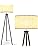 LEPOWER Wood Tripod Floor Lamp, Mid Century Standing Lamp for Living Room, Flaxen Lamp Shade, Modern Design Standing Lamp wit