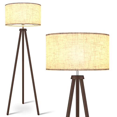 Image of LEPOWER Wood Tripod Floor Lamp, Mid Century Standing Lamp for Living Room