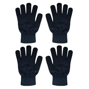 Winter Warm Knit Gloves for Women Teens Stretchy Full Finger Gloves for Running Driving Hiking 2 Pairs