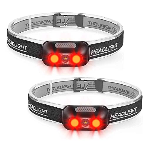 500 Lumen Rechargeable LED Headlamp with Red Light 2PACK