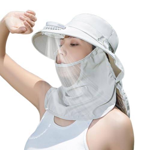 Chapeau à ventilateur solaire anti-UV et chapeau de jardin avec protège-nuque