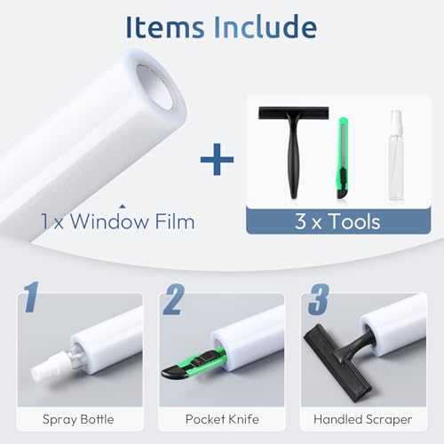 rabbitgoo Window Privacy Film with Tools, Pure, 17.5" x 157.4" by rabbitgoo - Used condition - Image 2
