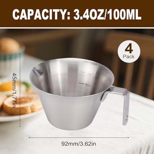 Juego de 4 vasos medidores de espresso acero inoxidable 100 ml miniatura 2