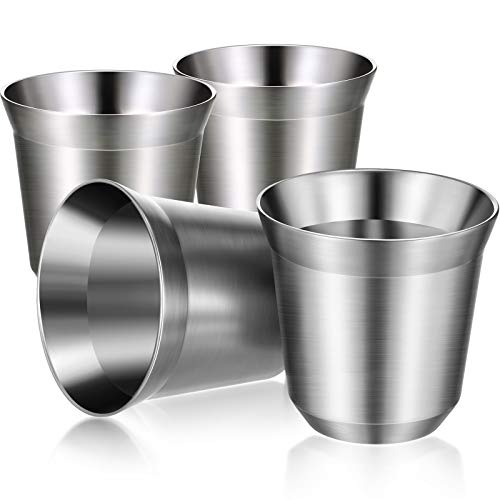 4 Pieces Stainless Steel Espresso Cups 2.7 Oz 80 Ml Double Wall Insulated Cups Heat Resistant Espresso Coffee Cups Unbreakable Stemless Tumbler Small Cup For Indoor Or Outdoor Events Picnics Party #TOP19