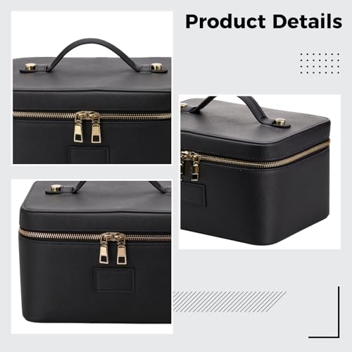 Trousse de maquillage noire de grande capacité avec rangement modulable - 6