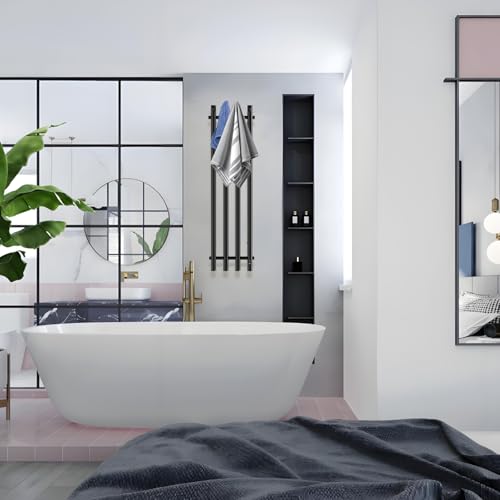 Electric Heated Towel Rack with Timer, Wall-Mounted Towel Warmer, 4