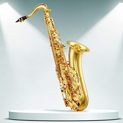 Eastar Tenor Saxophone Student Tenor Saxophone Bb Tenor Sax B Flat Gold Lacquer Beginner Saxophone With Cleaning Cloth,Carrying Case,Mouthpiece,Neck Strap, Reeds, Full Kit, Ts-Ⅱ #TOP6