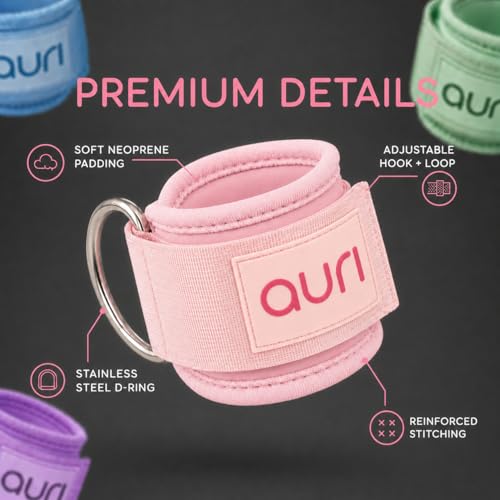Auri Fit Ankle Strap for Cable Machine - Padded Neoprene Cuff with Stainless Steel D-Ring for Comfort & Support During Glute Kickbacks, Leg Extensions, Hip Abductors & Lower Body Workouts - image 7