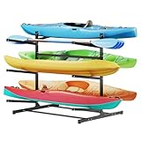 VEVOR Kayak Storage Rack for 6 Kayaks, Holds 400 lbs, Heavy Duty Freestanding Stand for Indoor Outdoor Garage Shed Dock, Storage Rack Stand Holder for Canoe, Small Boat, SUP, Surfboard & Paddleboard