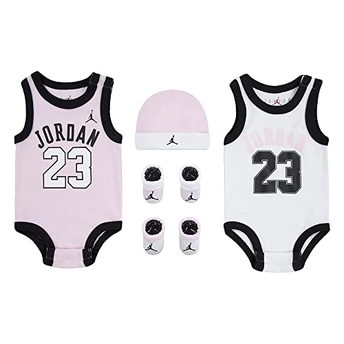 Image of Jordan Baby Boy's Jersey Tank Bodysuit Five-Piece (Infant/Toddler/Little Kids) Pink Foam 0-6 Months