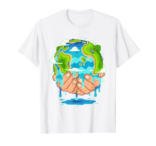 Divertente Earth Day Shirt Terra che si scioglie nelle mani Giorno della Terra Maglietta