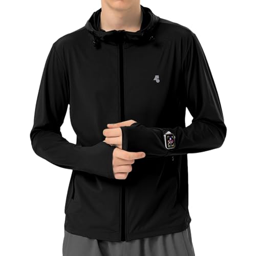 Chaqueta de sol para hombre con protección UV UPF 50+ y tejido refrescante con capucha