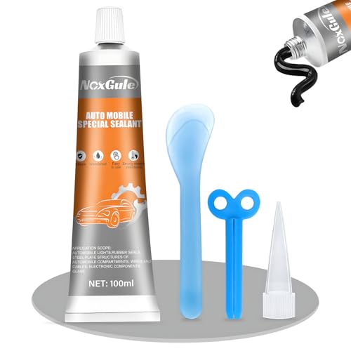 NoxGule Colle à Pare Brise Noir, Silicone Noir pour Carrosserie, Portes, Fenêtres, Imperméable, Bonne étanchéité, 100ML(-58°F à 392°F)