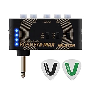 Fantastic carry-on guitar headphone amplifier for silent practice without annoying your family or neighbors 3 switchable Amp models with clean/overdrive/distortion and on top of that Modulation with Chorus/Tremolo/Flanger and Ambience with Delay/Reve...