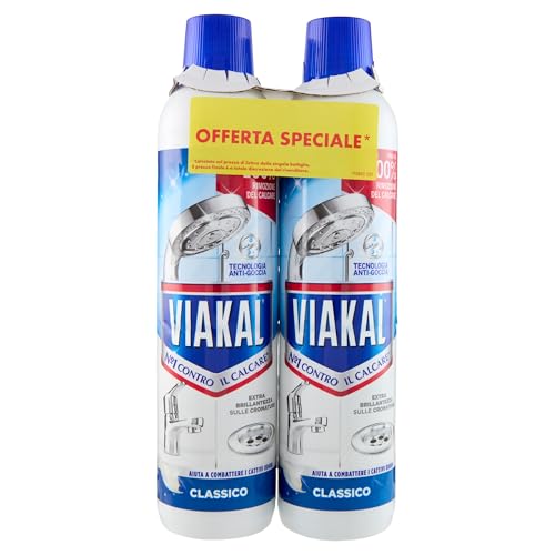 Viakal Líquido clásico para incroestaciones de cal tenaz en el baño y la cocina, con tecnología anti-goteo, 1440 ml