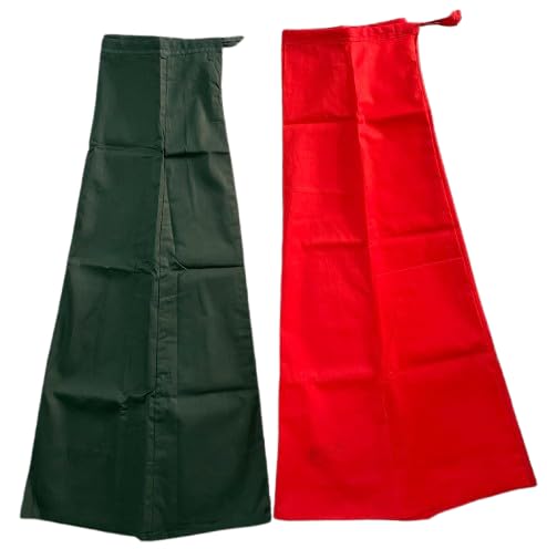 Premium Cotton Petticoat Pack, Traditional Green and Red Color, Pack of 2-picture-51