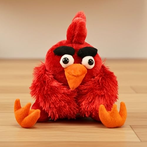 Image of Tickles Sitting Angry Bird Stuffed Soft Plush Toy for Kids Birthday Gifts (Size: 22 cm Color: Red)
