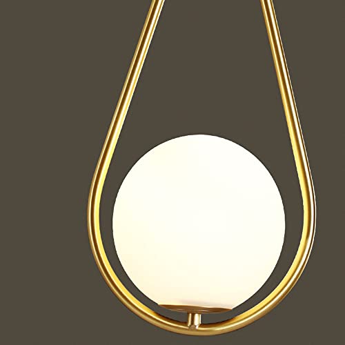 Table à manger du milieu du siècle lampe cuivre globe verre suspendu - 5