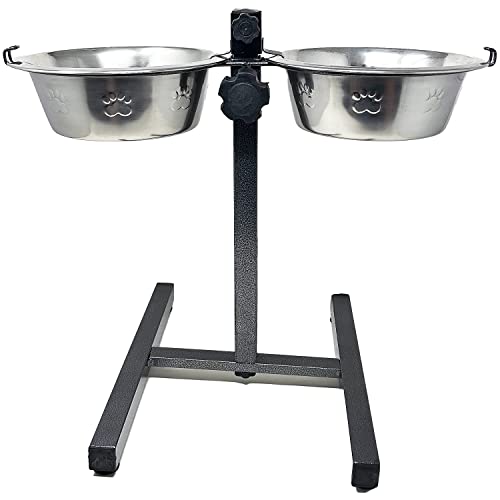 MidWest-Homes-for-Pets-Adjustable-Elevated-Pet-Feeder-Raised-Dog-Food-Bowl-Water-Bowls-Dog-Feeding-Station-H-Base-Double-Bowl-Stand-Two-Stainless-Steel-Removable-Bowls-Pack-of-2-X-1600-ML